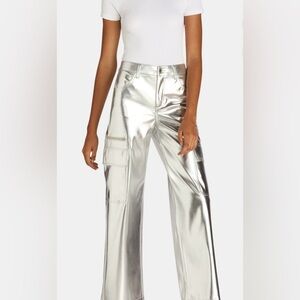 High Rise Metallic Cargo Pants